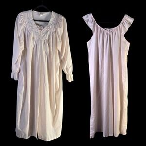 Cachet Sears Womens Sz Medium (12-14) 2 Piece Nightgown Robe Set Cottagecore VTG